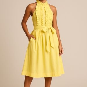 Elegant Backless Yellow Dress
